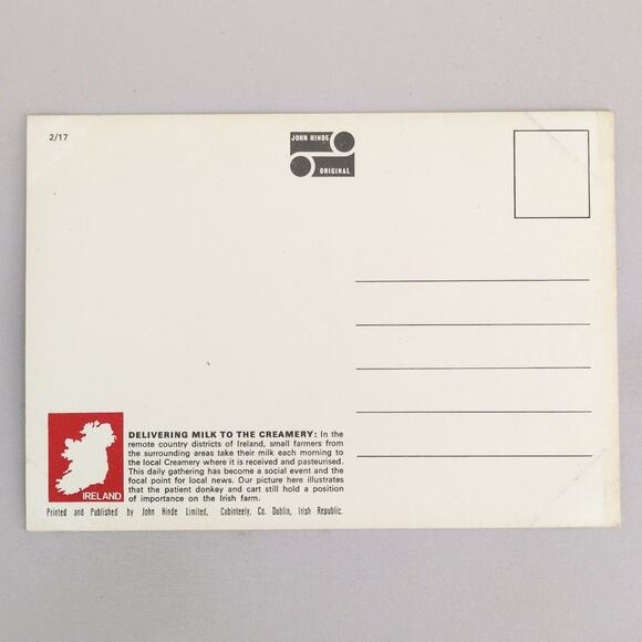 Delivering Milk to the Creamery Ireland John Hinde 1960s Postcard Donkey Cart - Picture 2 of 2